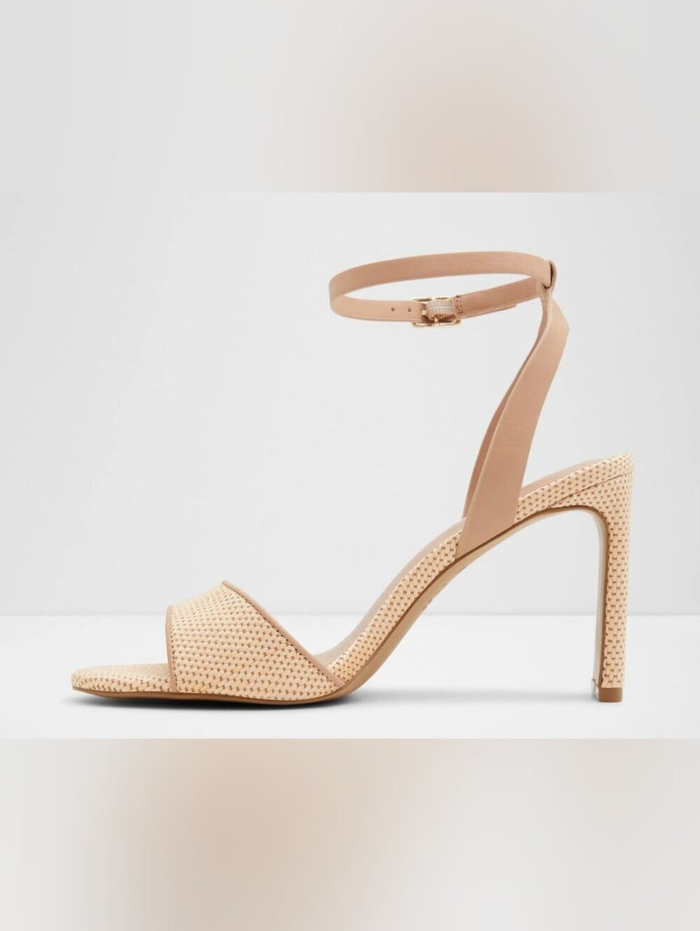 Aldo Beige Woven Ankle-Strap Heel